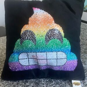 Emoji Pals flip Sequin poop Emoji Accent Pillow